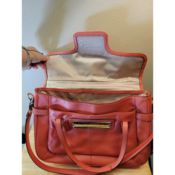 Coach Marin Taylor Leather Flap Shoulder Bag Purse Satchel Pink Salmon F26781 - Picture 10 of 16